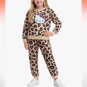 Hello Kitty Girls 2 Piece Leopard Print Jogger Set Size 4 Pull On NEW NWT